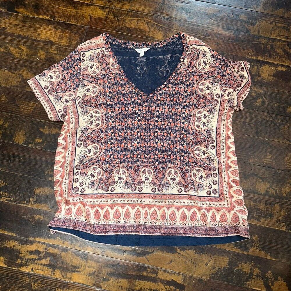 Lucky Brand pink floral southwest basic XL everyday T-shirt